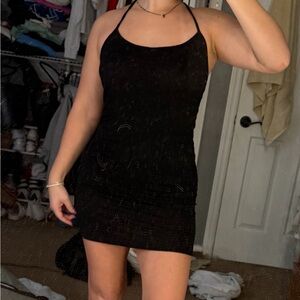 Hem & Thread Black Mini Dress